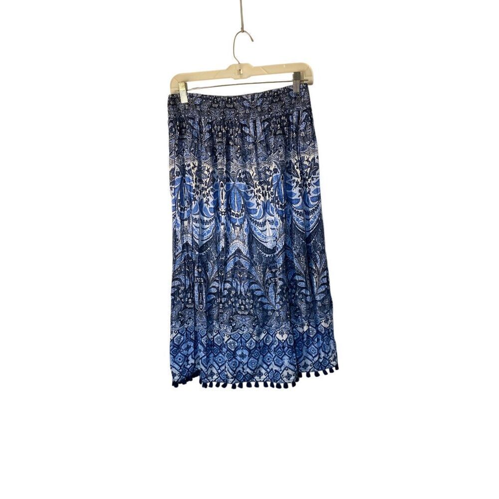 J.Jill women’s cotton blend blue and white peasant skirt fully lined SP